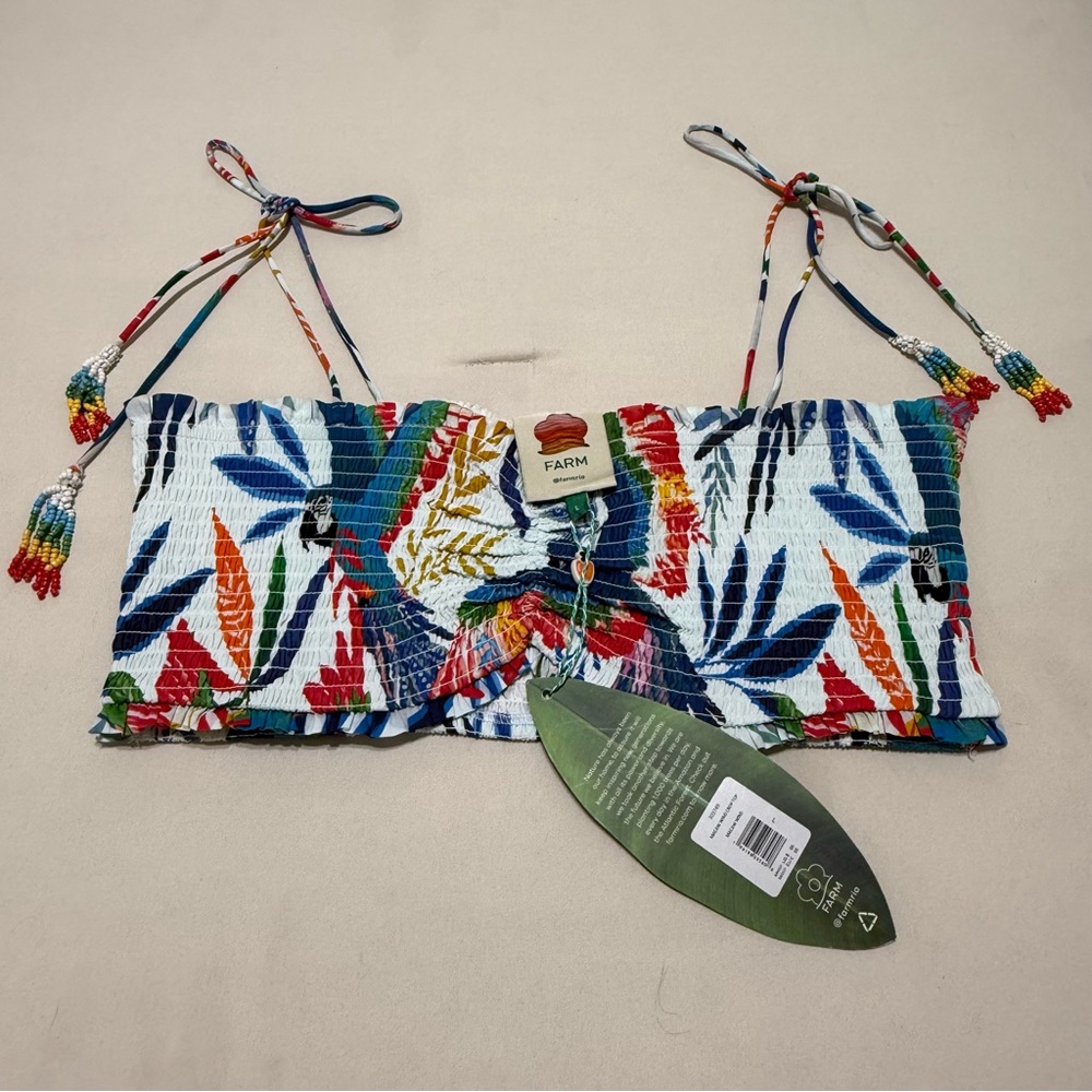 NWT FARM Rio Macaw Wind Bandeau Crop Top